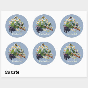 Sticker Rond Fleurs de petite camomille et sureau d'herboriste