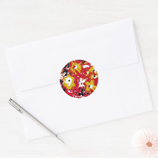STICKER ROND FLEURS DE PETUNIA (Enveloppe)