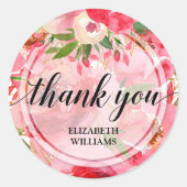 Sticker Rond Fleurs de pivoine de texte Merci (Devant)