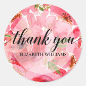 Sticker Rond Fleurs de pivoine de texte Merci (Devant)