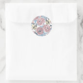 Sticker Rond Fleurs de pivoines et oiseaux (Sac)