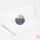 Sticker Rond Fleurs de pivoines romantiques | Blue Merci Favor (Enveloppe)