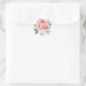 Sticker Rond Fleurs de pivoines rose et gris pastel (Sac)