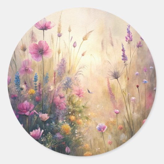 Sticker Rond Fleurs de prairie (Devant)