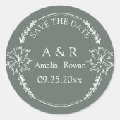 Sticker Rond Fleurs de prairie Mariage Enregistrer la date (Devant)