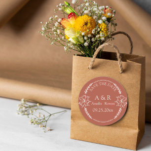 Sticker Rond Fleurs de prairie Mariage Enregistrer la date