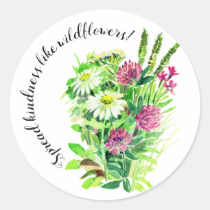 Sticker Rond Fleurs de prairie sauvage répandent la gentillesse