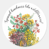 Sticker Rond Fleurs de prairie sauvages répandre la gentillesse (Devant)