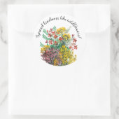 Sticker Rond Fleurs de prairie sauvages répandre la gentillesse (Sac)