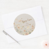 Sticker Rond Fleurs de Printemps Pastel Joyeuses Pâques (Enveloppe)