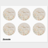 Sticker Rond Fleurs de Printemps Pastel Joyeuses Pâques (Feuille)