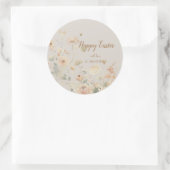 Sticker Rond Fleurs de Printemps Pastel Joyeuses Pâques (Sac)
