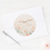 Sticker Rond Fleurs de Printemps Pastel Joyeuses Pâques (Enveloppe)