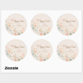 Sticker Rond Fleurs de Printemps Pastel Joyeuses Pâques (Feuille)