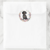 Sticker Rond Fleurs de printemps Tan Noir Dachshund Wreath (Sac)