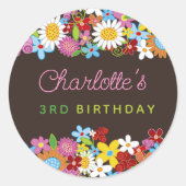 Sticker Rond Fleurs de Printemps Whimsical Jardin Fille's Anniv (Devant)