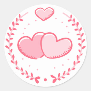 Sticker Rond Fleurs de remerciement florales Rose rose avec amo