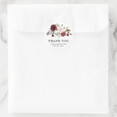 Sticker Rond Fleurs de rose rouge burgundy aquarelle romantique (Sac)