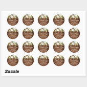 Sticker Rond Fleurs de Roses Blanches de Bois Shower de Mariage (Feuille)
