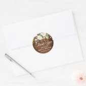 Sticker Rond Fleurs de Roses Blanches de Bois Shower de Mariage (Enveloppe)