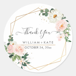 Sticker Rond Fleurs de Rosiers Rouges Aquarelle Fines Remerciem