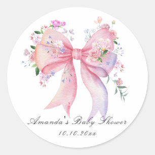 Sticker Rond Fleurs de ruban floral Fille Baby Shower