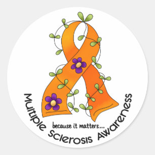 Sticker Rond FLEURS DE Sclérose en plaques RIBBON 1