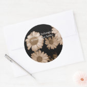 Sticker Rond Fleurs de Sepia, ours caché (Enveloppe)