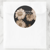 Sticker Rond Fleurs de Sepia, ours caché (Sac)