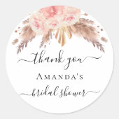 Sticker Rond Fleurs de shower de mariage herbe de pampa rose do (Devant)