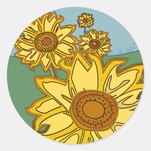 Sticker Rond Fleurs de soleil (Devant)