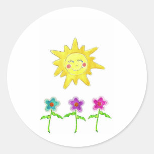 Sticker Rond Fleurs de soleil