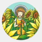 Sticker Rond Fleurs de soleil (Devant)