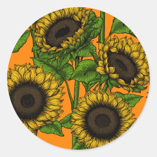 Sticker Rond Fleurs de soleil (Devant)