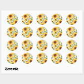 Sticker Rond Fleurs de soleil (Feuille)