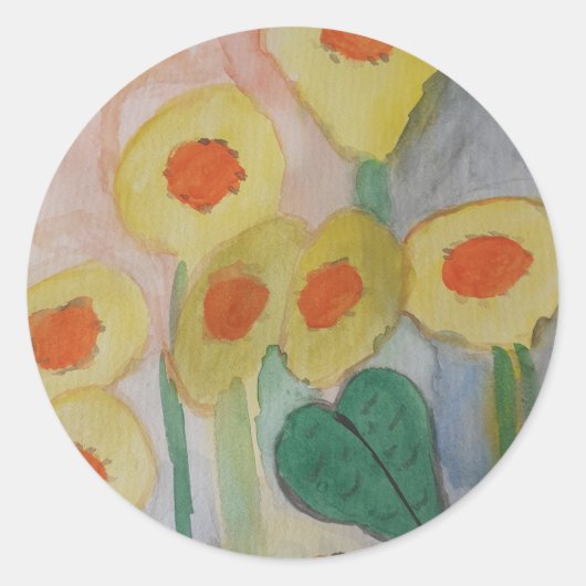 Sticker Rond Fleurs de soleil Abstraites (Devant)