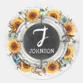 Sticker Rond Fleurs de soleil de l'automne de Thanksgiving Mono (Devant)