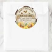 Sticker Rond Fleurs de soleil et Baby shower d'impression de va (Sac)