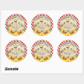 Sticker Rond Fleurs de soleil et Baby shower En vichy (Feuille)