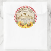 Sticker Rond Fleurs de soleil et Baby shower En vichy (Sac)