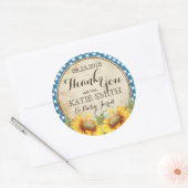 Sticker Rond Fleurs de soleil et En vichy chèque Merci (Enveloppe)