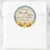 Sticker Rond Fleurs de soleil et En vichy chèque Merci (Sac)