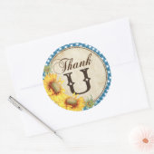 Sticker Rond Fleurs de soleil et En vichy chèque Merci (Enveloppe)