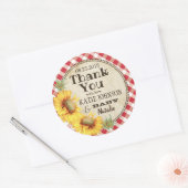 Sticker Rond Fleurs de soleil et En vichy chèque Merci (Enveloppe)