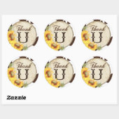 Sticker Rond Fleurs de soleil et Merci d'impression de vache (Feuille)