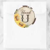 Sticker Rond Fleurs de soleil et Merci d'impression de vache (Sac)