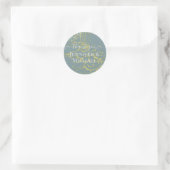 Sticker Rond Fleurs de soleil modernes Mariage d'or Sage (Sac)