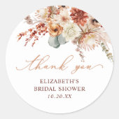 Sticker Rond Fleurs de terracotta bohème Shower de mariage auto (Devant)