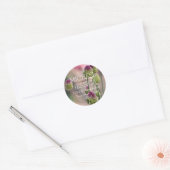 Sticker Rond Fleurs de trèfle rose Adresse personnalisée (Enveloppe)