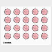 Sticker Rond Fleurs de tulipe florales Monogramme rose pastel  (Feuille)
